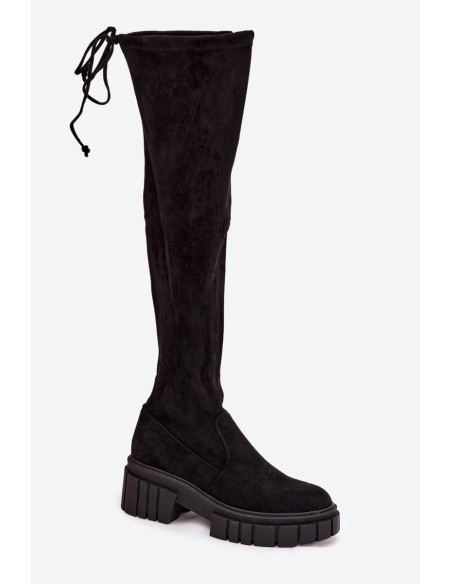 Women's Suede Boots Workers Black Cheera