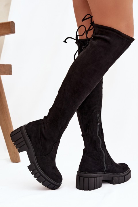 Women's Suede Boots Workers Black Cheera