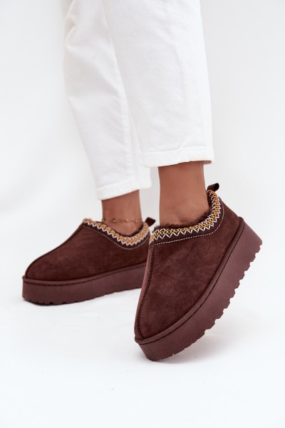 Low Women's Snow Boots with Embroidery on Platform Chocolate Taliah