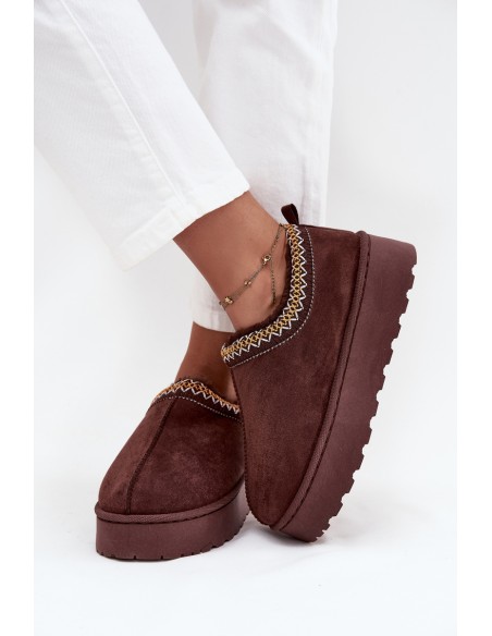Low Women's Snow Boots with Embroidery on Platform Chocolate Taliah