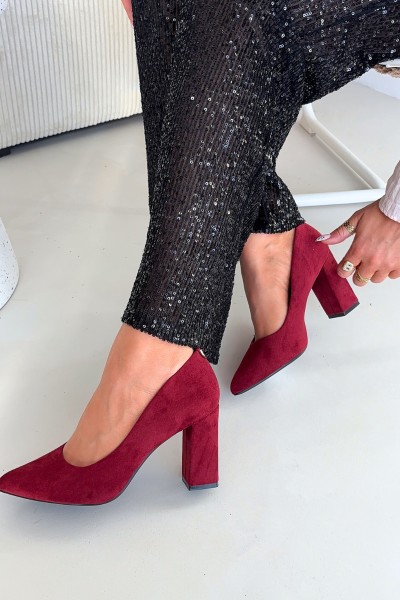 Suede Pumps on Block Heel Sergio Leone PB216 Brodowe 2