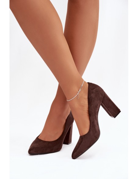 Suede heeled shoes Sergio Leone PB216 chocolate