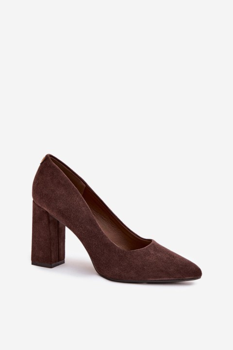 Suede heeled shoes Sergio Leone PB216 chocolate