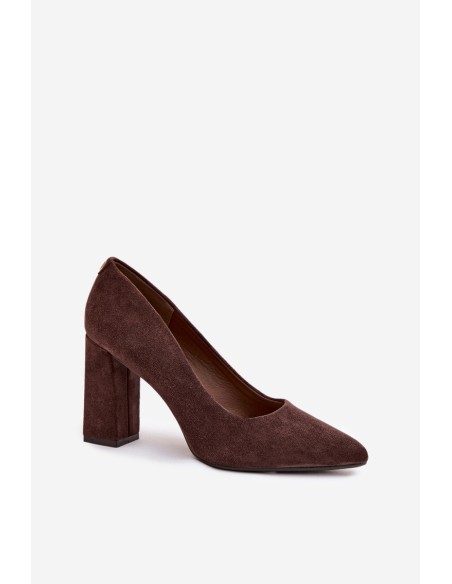 Suede heeled shoes Sergio Leone PB216 chocolate