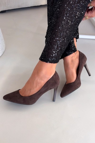 Eco Suede Heels Sergio Leone 1336 Chocolate