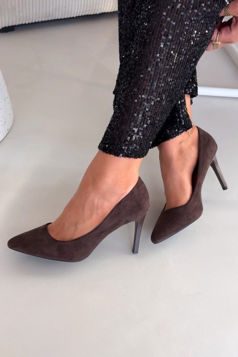 Eco Suede Heels Sergio Leone 1336 Chocolate