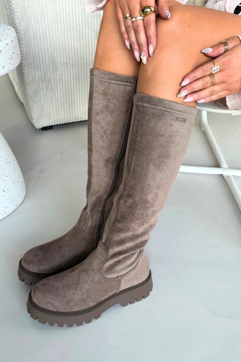 Insulated Women's Boots on Platform Big Star OO274722 Beige