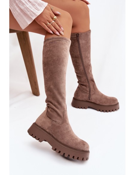 Insulated Women's Boots on Platform Big Star OO274722 Beige