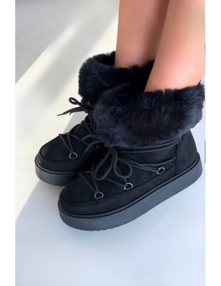 Snow boots with fur and laces Black Sarivie
