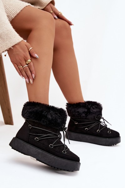 Snow boots with fur and laces Black Sarivie 2