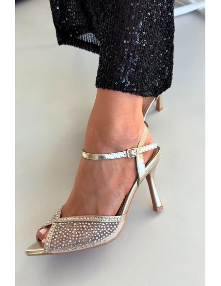 Women's High Heel Sandals with Gold Embellishment Peloria