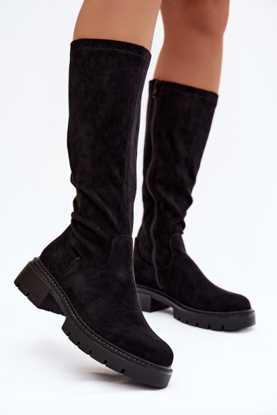 Women's boots from eco suede black Oceana