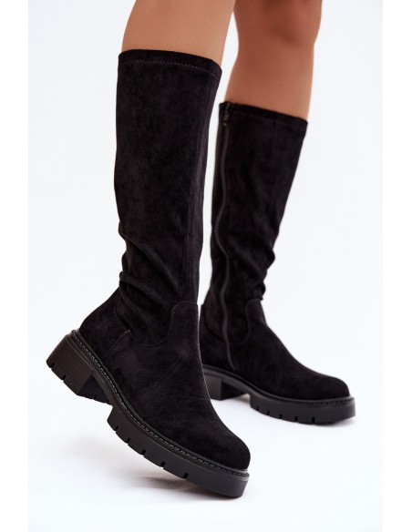 Women's boots from eco suede black Oceana