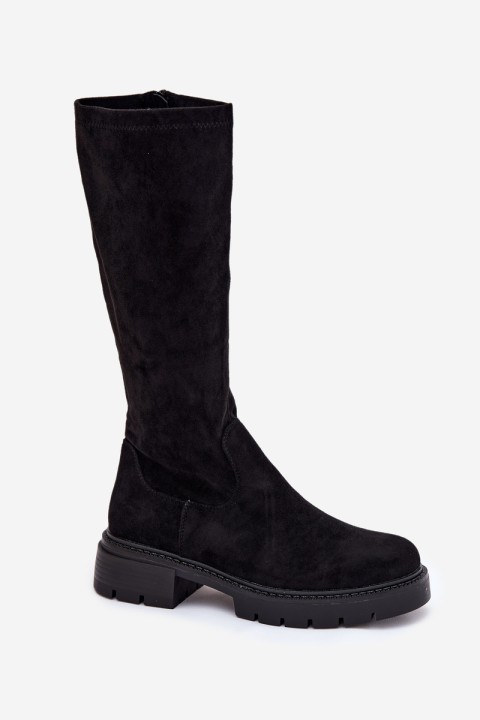 Women's boots from eco suede black Oceana