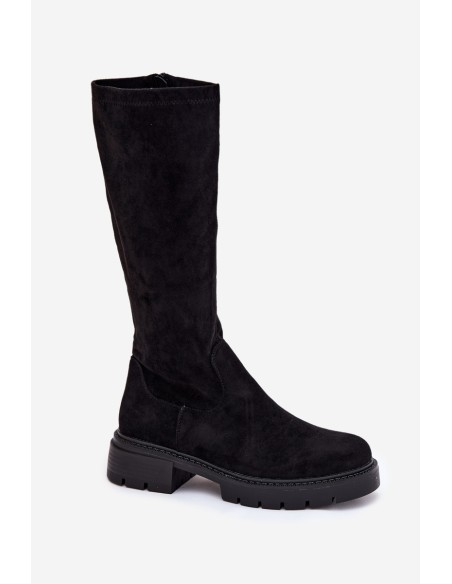Women's boots from eco suede black Oceana
