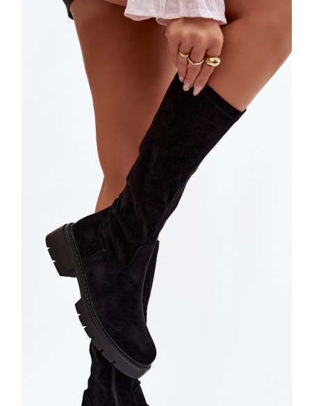 Women's boots from eco suede black Oceana