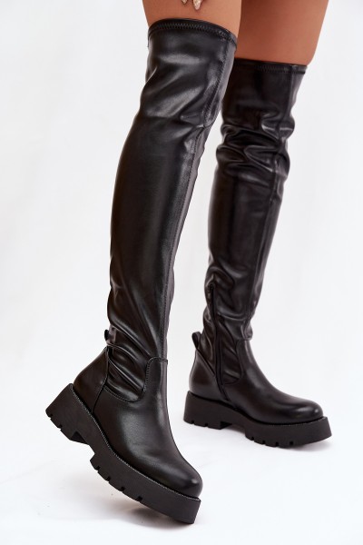 Knee-high Boots With Rhinestones Black Rivessa
