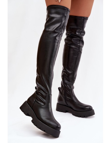 Knee-high Boots With Rhinestones Black Rivessa
