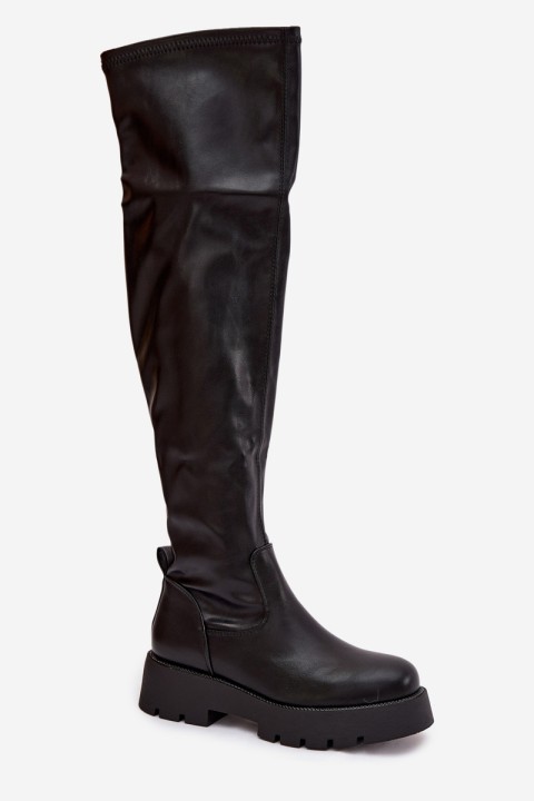 Knee-high Boots With Rhinestones Black Rivessa