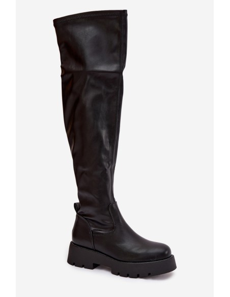 Knee-high Boots With Rhinestones Black Rivessa