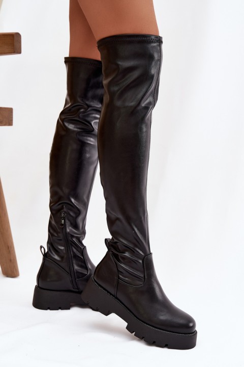 Knee-high Boots With Rhinestones Black Rivessa