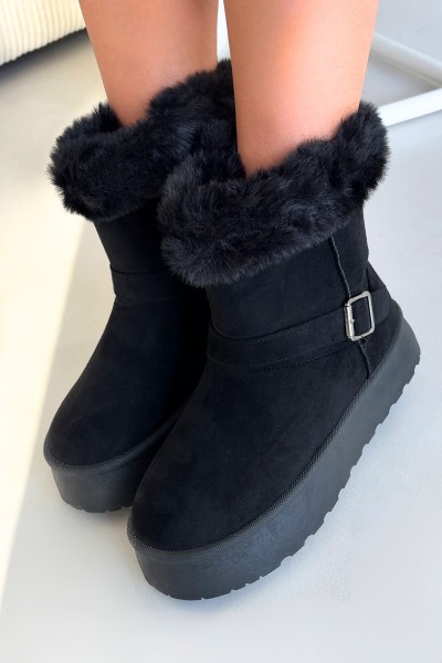 Women's Snow Boots On Platform With Buckle And Faux Fur Czarne Jesella