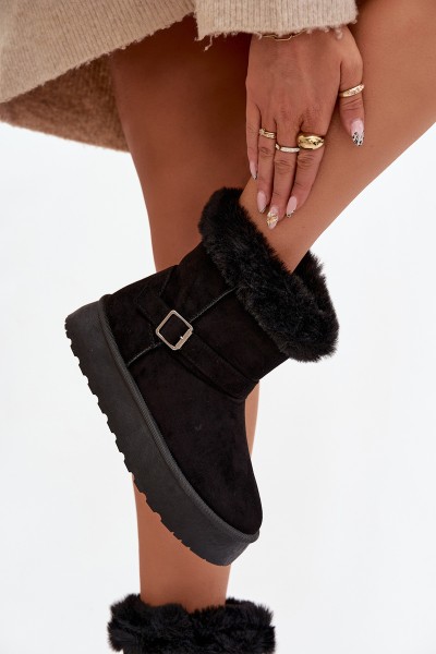Women's Snow Boots On Platform With Buckle And Faux Fur Czarne Jesella 2