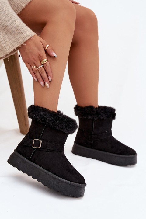 Women's Snow Boots On Platform With Buckle And Faux Fur Czarne Jesella