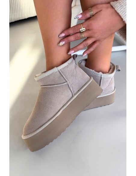 Women's snow boots made of natural suede beige Mairene