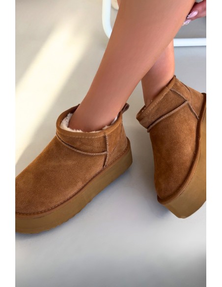 Women's Snow Boots Made of Natural Suede Camel Mairene