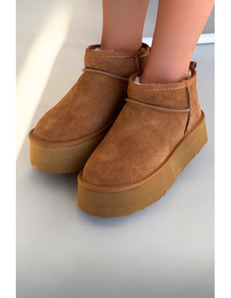 Women's Snow Boots Made of Natural Suede Camel Mairene