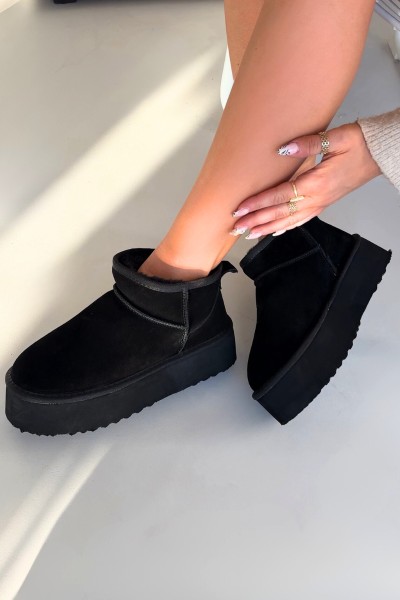 Women's Snow Boots Made of Natural Suede Black Mairene