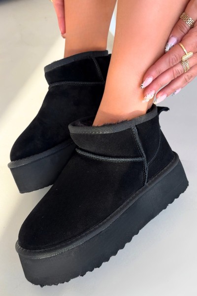 Women's Snow Boots Made of Natural Suede Black Mairene 2