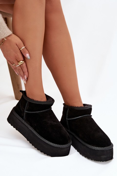 Women's Snow Boots Made of Natural Suede Black Mairene