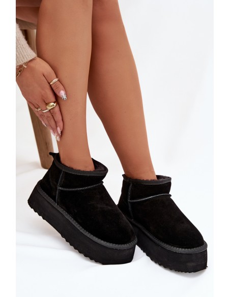 Women's Snow Boots Made of Natural Suede Black Mairene