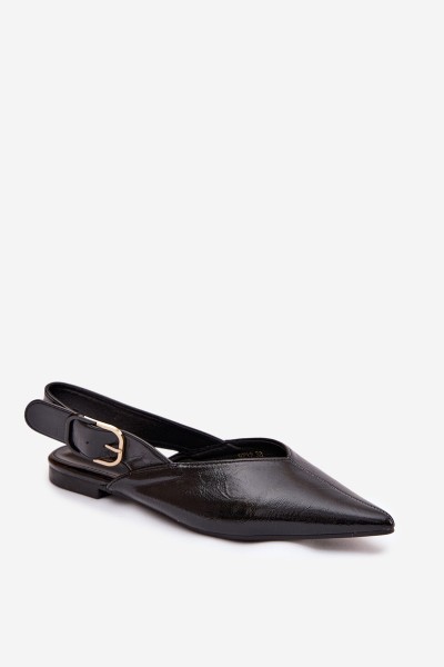 Patent Leather Ballerinas With Clasp Black Rinalle