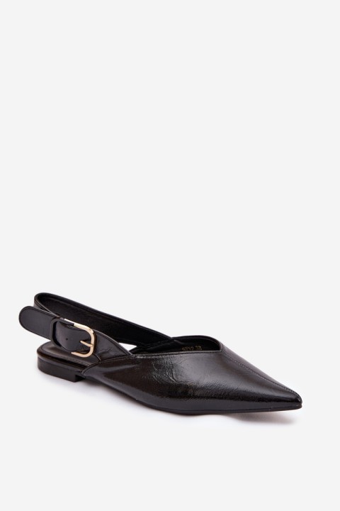 Patent Leather Ballerinas With Clasp Black Rinalle