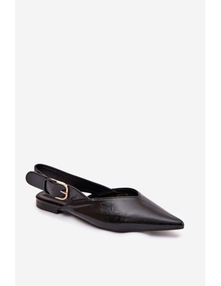 Patent Leather Ballerinas With Clasp Black Rinalle