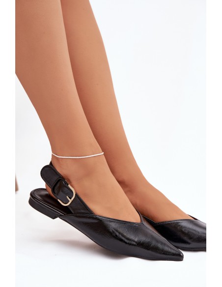 Patent Leather Ballerinas With Clasp Black Rinalle