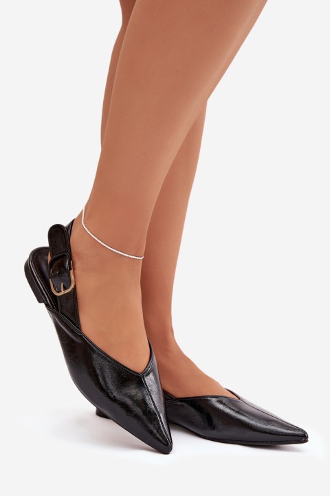 Patent Leather Ballerinas With Clasp Black Rinalle