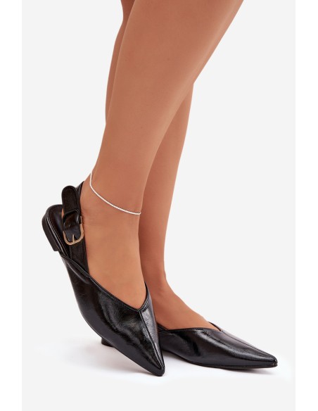 Patent Leather Ballerinas With Clasp Black Rinalle
