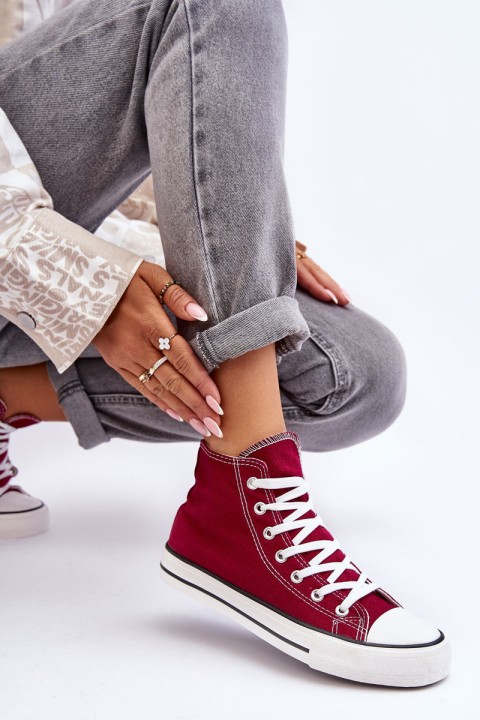 Women's Classic High-Top Sneakers Burgundy Remos