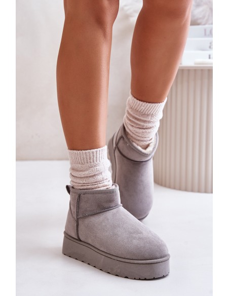 Women's Snow Boots On Platform Insulated With Fur Gray Xamella