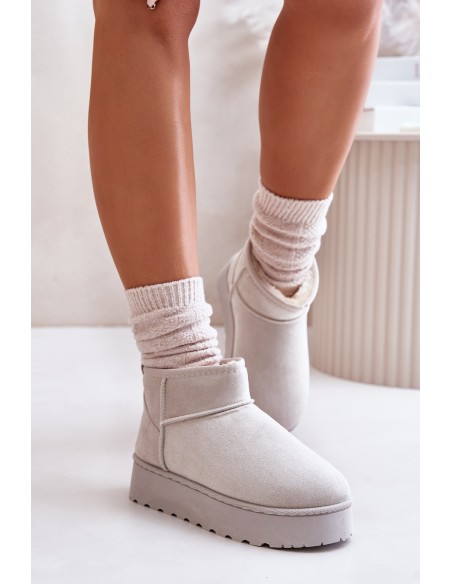 Women's Snow Boots On Platform Insulated With Fur Light Gray Xamella