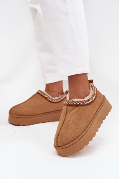 Low Women's Snow Boots with Embroidery on Platform Camel Taliah
