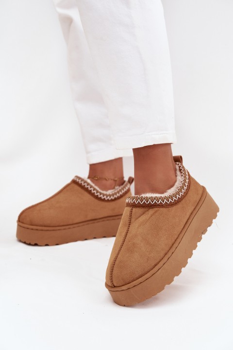 Low Women's Snow Boots with Embroidery on Platform Camel Taliah