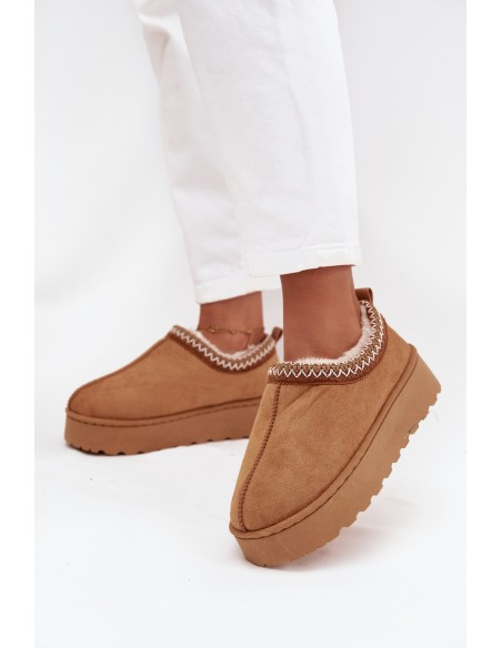 Low Women's Snow Boots with Embroidery on Platform Camel Taliah