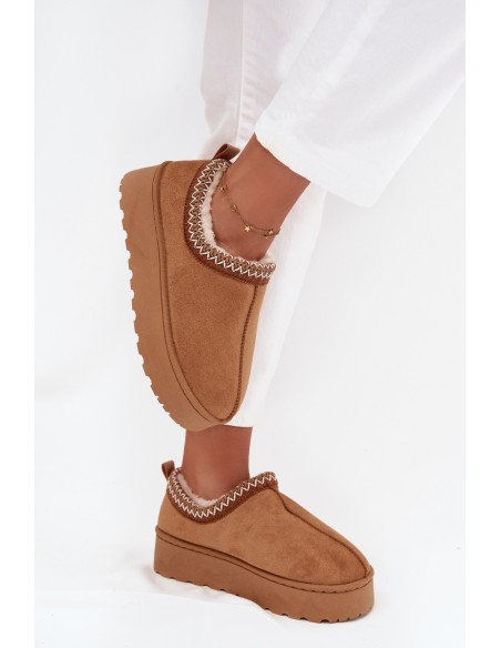 Low Women's Snow Boots with Embroidery on Platform Camel Taliah