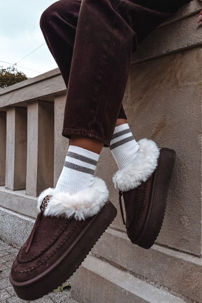 Women's Snow Boots With Fur On Platform Chocolate Rosmira