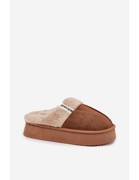 Women's slippers with fur Brown Parisse